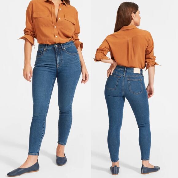 Everlane Jeans Curvy High Rise Skinny Medium Blue Wash Waist 27 Inches Womens - Picture 1 of 7